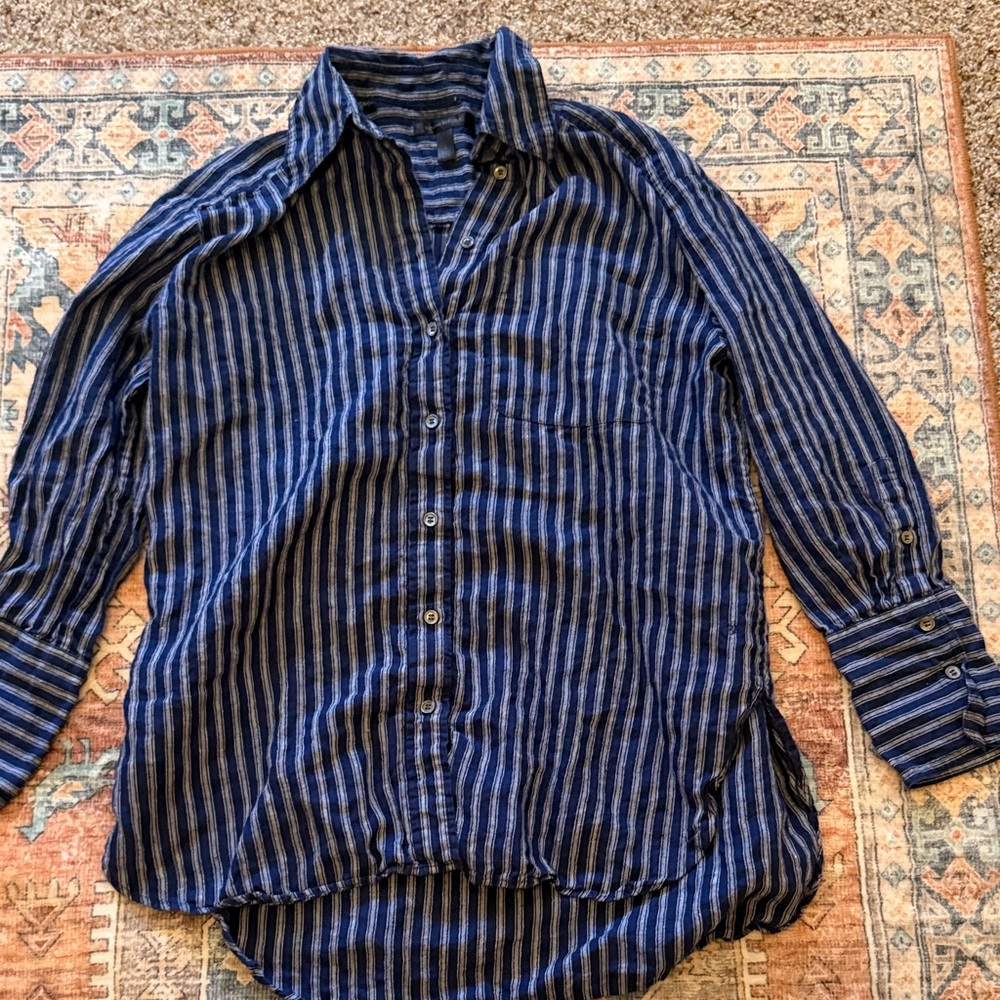 Banana Republic Navy Striped Button Down Shirt